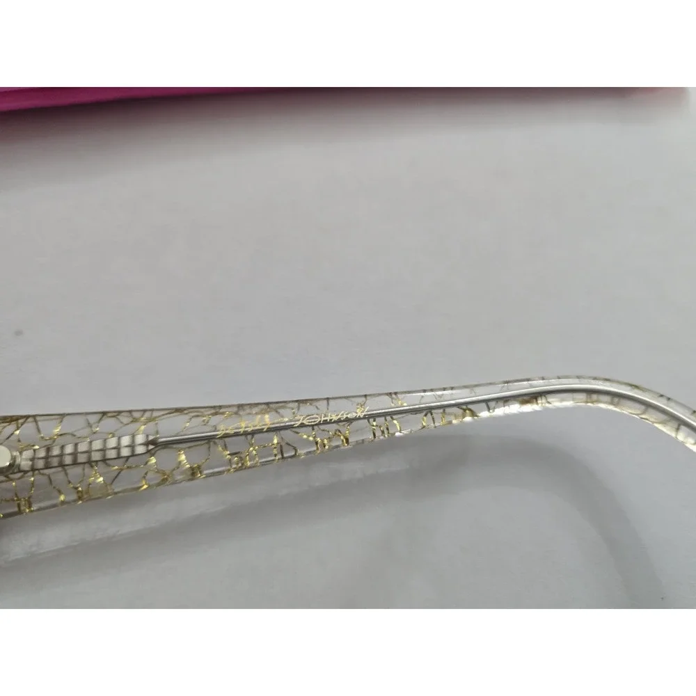 Betsey Johnson BJ535111 Clear Gold Lace Cat Eye Eyeglass Frames with Pink Pouch